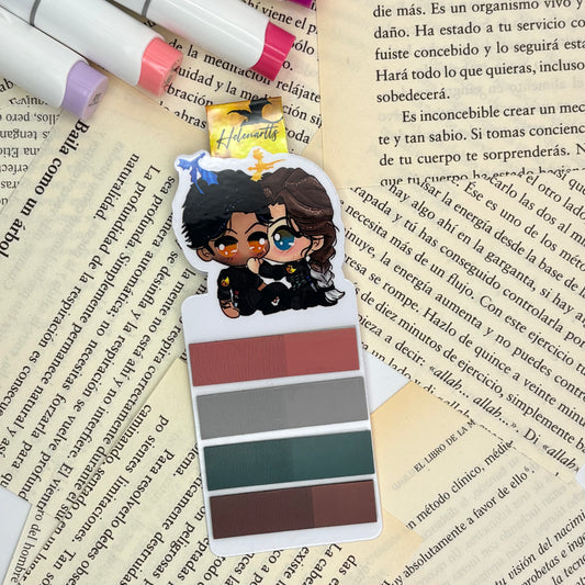 Marcapáginas magnético Mini porta Post-it's Violet & Xaden - Alas de sangre.