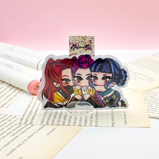 Marcapáginas magnético de Rumi, Mira & Zoey - K-Pop Demon Hunters